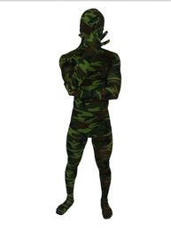 Lycar spandex catsuit kostuums leger groen camo -kostuum zentai full body cosplay jumpsuit