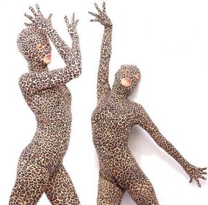 Lycar Spandex Costumes Costumes Leopard Costume Animal Zentai Full Body Cosplay Jumps Suit Open Eyes Bouche à 3 voies Back Zipper