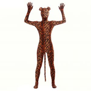 Lycar Spandex unisex Catsuit-kostuums Luipaardkostuum Dieren Zentai Full Body Cosplay jumpsuit volledig masker met oren en staart