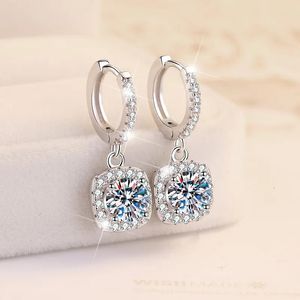 Lycfn 65MM D couleur cerceau boucle d'oreille 925 argent Sterling avec GRA pour les femmes de fiançailles de mariage bijoux fins 240228