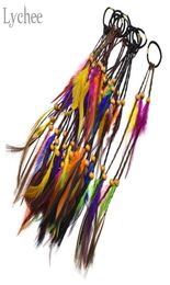 Lynchee Boho Dreadlock Perles colorées plumes élastiques anneau de cheveux extension de cheveux fausses tresses bijoux pour hommes pour hommes femmes7814528