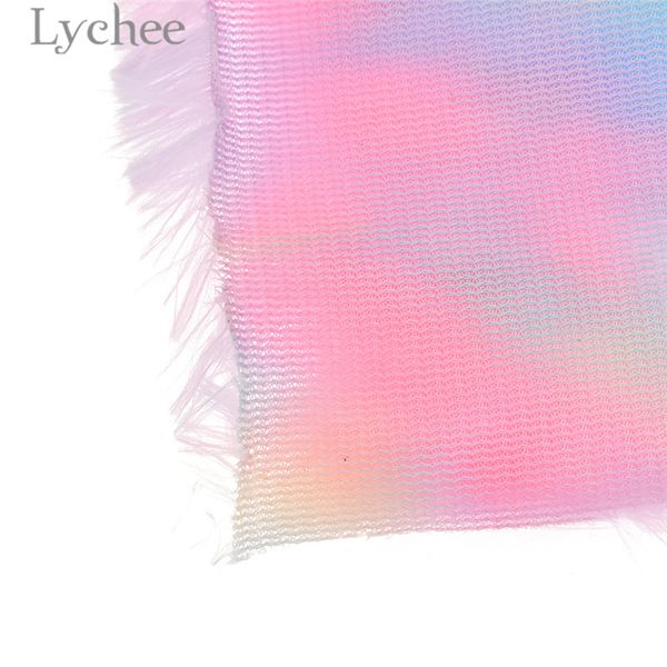 Lychee Life 21x29cm A4 Rainbow Fur Fabrá High Oualy Flocking Fur sintético Material de costura de bricolaje para accesorios para el cabello