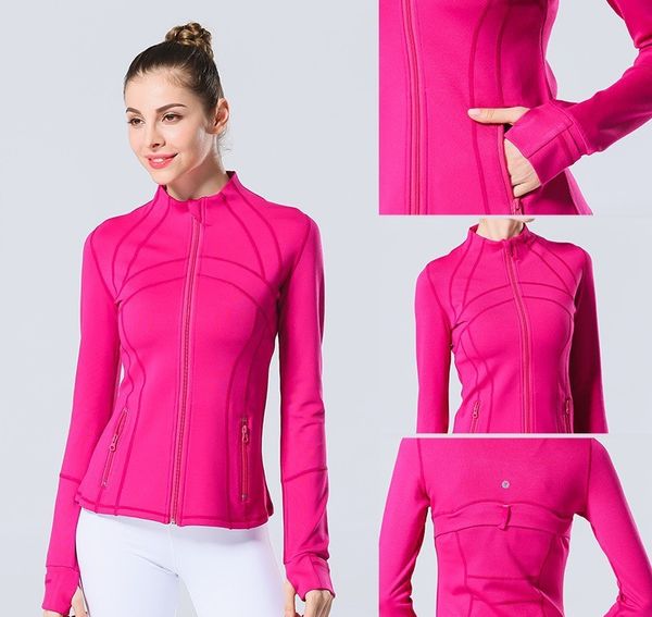 LYCRA LU-088 2022 Chaqueta de yoga para mujer Definir entrenamiento Abrigo deportivo Chaqueta deportiva Ropa deportiva de secado rápido Top Sudadera con cremallera sólida Ropa deportiva Venta caliente