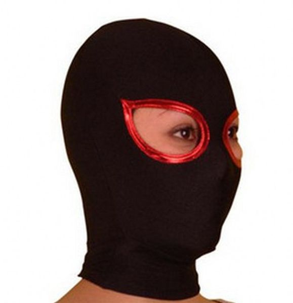 Accesorios de vestuario Lycra Spandex Black Zentai Hood Mask Ojos abiertos