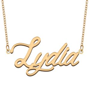 Lydia naamkettingen hanger op maat gepersonaliseerd voor dames meisjes kinderen beste vrienden moeders geschenken 18k verguld roestvrij staal