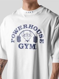 Lyft Hommes conjointement en train de sports Coton T-shirt Gym Fitness Body Body Body Imprimerie Summer Male Jogging Tee Tee Tee 240410