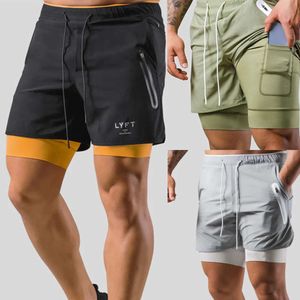Lyft Summer New Men S Sports Casual Double couche Faux Two Pied Basketball Fitness Swewinging Séchage rapide Ports Weatwicking Horts