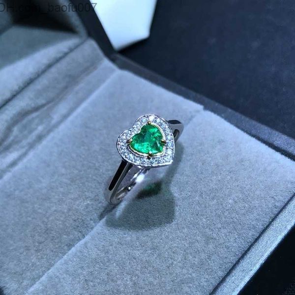 Lymfer Unisexe Engagement Sterling Sier aaaaa Emerald en forme de coeur en forme de cœur Residable Taille 4-14