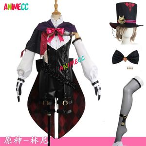 Lyney-Peluca de disfraz para hombre y mujer, juego de Anime Genshin Impact Fontaine, nuevo papel de mago, trajes de fiesta de Halloween, cosplay