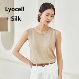 Lyocell Silk Summer Vest Top Femmes Tops Tank Vêtements pour femmes Shirt blanc Vêtements sexy Corset Black Fashion Shirts mignon 240407