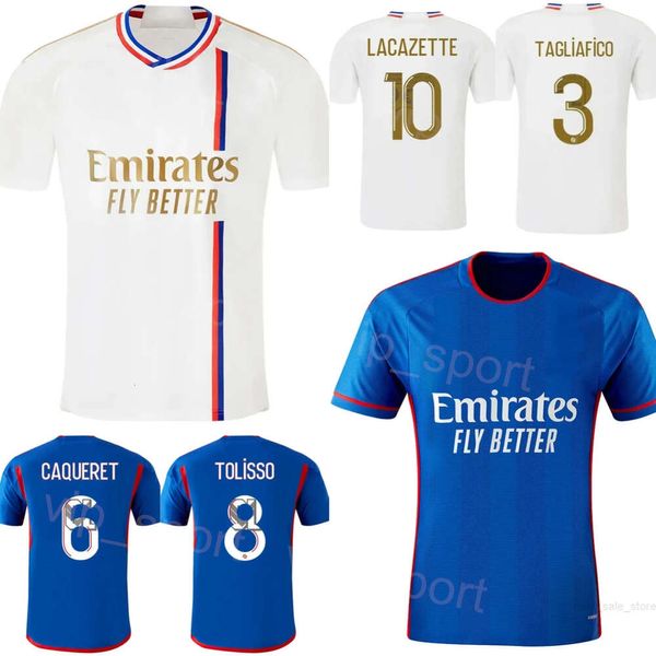 Lyon 18 CHERKI Soccer Jerseys 2023 2024 Club 2 DIOMANDE 22 MATA 24 LEPENANT 7 BALDE 47 JEFFINHO 3 TAGLIAFICO 8 TOLISSO 6 CAQUERET Kits de maillots de football pour les fans de sport