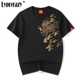 Lyprerazy hommes Style chinois marque Kirin broderie coton à manches courtes t-shirt 240315