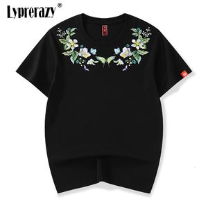 Lyprerazy Summer National Brand Chinese Style Butterfly Broiderie Shortveved Tshirt 240315