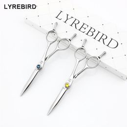 Lyrebird HIGH CLASS Haarknipschaar Japan Kappersschaar 5 5 INCH Blauwe steen gele steen NEW244Q