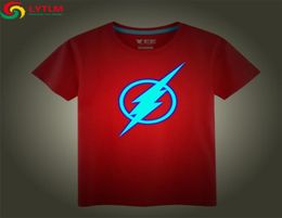 LYTLM Camiseta de DC Comics Neon The Flash Camiseta para niños The Big Bang Theory Camiseta de manga corta Negra Camisetas divertidas Algodón luminoso Y28721703