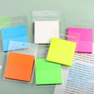 Lytwtw's Stationery School Supplies Transparent Candy Color Sticky Notes Memo Pad Office Sticker Self-Adhesive Notepad