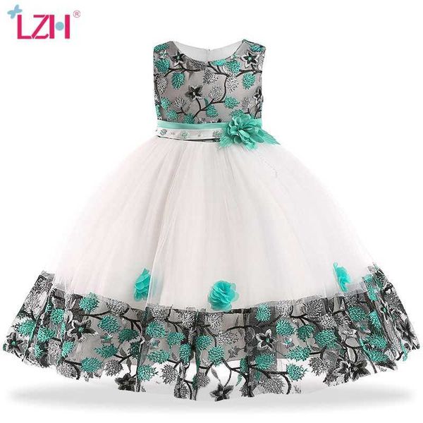 Lzh 2021, vestidos de fiesta de boda para niñas pequeñas con flores, disfraz de Carnaval de Pascua para niñas, vestido elegante de princesa, ropa para niños Q0716