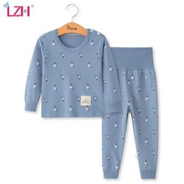 LZH kinderen pyjama 2pc lange mouw cartoon kinderen nachtkleding baby meisje kleding slaap past herfst katoen pyjama jongen nachtkleding 210908