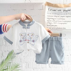 LZH pasgeboren kleding voor jongens sets schattig borduurwerk meisjeskleding korte mouw peuter kinderpak jaar babyset
