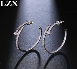 LZX NOUVEAU BRAND BROP ROND BROUONE OEUEUR BROUPE MOR COULEUR GOL DE LUXEUR LUXE CUBIQUE CUBIQUE Boucles d'oreilles pavées pour les femmes bijoux de mode1406794