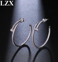 LZX NOUVEAU BRAND BROP ROND LOOT EURRINGE BROUPE MOR COULEUR GOL DE LURXE LURXE CUBIQUE CUBIQUE Boucles d'oreilles pavées pour les femmes bijoux de mode7366984