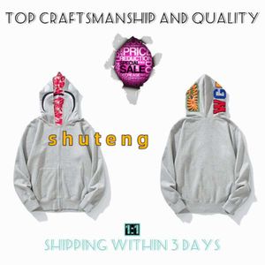 M-3XL Top Artisanat Sweats à capuche Tir Full Zip Veste Designer Hommes Femmes Harajuku Styliste Shark Sweat Mode Co-branding 328