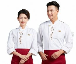 M-4xl Mannen Food Service Hotel Ober Bakkerij Restaurant Vrouwen Chef Kok Uniform Lg Mouw Enkele Breasted Ademende Werkjas z4Sr #