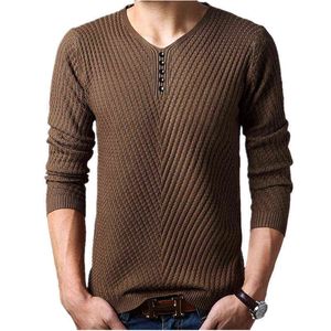 M-4XL Hiver Henley Col Pull Hommes Cachemire Pull Pull De Noël Pulls Tricotés Pull Homme Jersey Hombre 211221