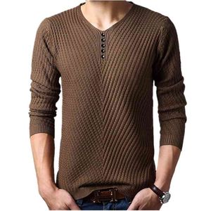 M-4XL Winter Henley Hals Trui Heren Kasjmier Pullover Kerst Trui Heren Gebreide truien Trek Homme Jersey Hombre 210818