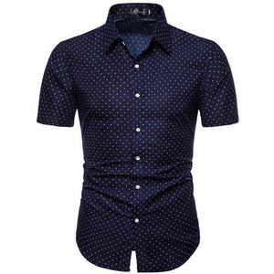 M-5XL Camisas casuales de negocios con estampado de puntos para el verano de manga corta Regular de gran tamaño Ropa formal para hombre Blusas con botones de oficina G220511
