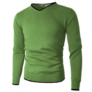 Suéteres de M-5XL para hombre, suéter de primavera de algodón con cuello en V, suéter ajustado liso, jerséis de otoño, prendas de punto para hombre, de talla grande, estilo Simple 220105