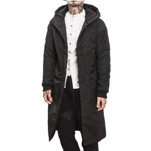 M-5xl nouveau hiver Style chinois Cott manteau Lg épaissir manteau hommes Fi rétro plaque mégots Cott noir à capuche veste Parkas S8B4 #