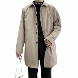 M-5XL Plus Taille Trench-Coat pour hommes Coupe ample Lg Revers Simple Coupe-vent Veste Butt Overcoat Hommes Vêtements XXXXXL G6wf #
