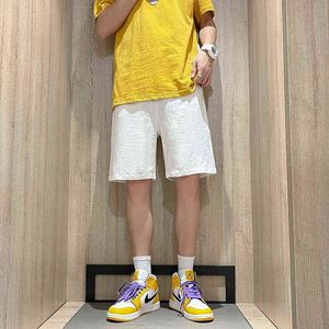 M-5XL Plus Size Mannen Shorts Zomer Streetwear Elastische Taille Korte Broek Koreaanse Mode Plain Color Linen Beach Draagkleding G220223