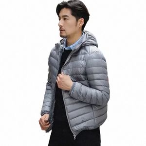 M-6XL Homme Duck Down Veste Ultra Light Spring Vestes à capuche Hommes Portable Vêtements d'extérieur imperméable Coupe-vent Manteau T6Lp #