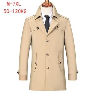 M-7XL Business Pakken Heren Plus Size Slim Trench Coat Koreaanse stijl Classic Fashion Casual Wind Breakher Jacket Mannelijke merk Kleding Coats