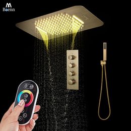 M Boenn Polied Gold Shower System Plafond Présentation de douche à haute pression Haute Principalités Thermostatique Grand débit de salle de bain robinets