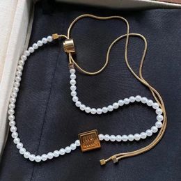 M merk luxe parel kralen kettingen voor vrouwen 18k gouden vierkant ontwerper hanger elegante charme love walvis zeilormoon choker ketting groothandel