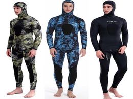 m Combinaison de Camouflage à manches longues Fission à capuche 2 pièces de néoprène Submersible pour hommes garder au chaud combinaison de plongée étanche 2203169163325