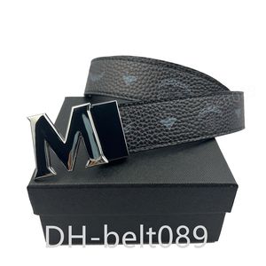 M luxe designer riem gesp mode echte lederen dames riemen voor mannen brief dubbel groot goud zilver zwart pistool klassiek