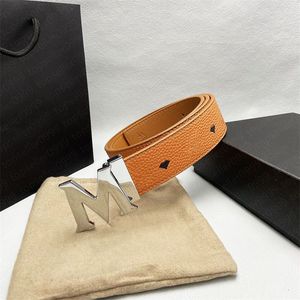 M luxe concepteur boucle de ceinture mode en cuir véritable femmes ceintures pour hommes lettre Double grand or argent classique