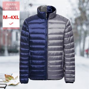 M Men White Duck Down Reversible Jacket New Winter Male Ultra Light ambos lados Coat Warm Thin Standing Collar Feather Coat LJ201013