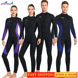 m Néoprène WetSuit Mens Onepiece Suit de plongée surf chaude Femmes à manches longues en apnée hivernale de pêche sous-marine du maillot de bain 240411