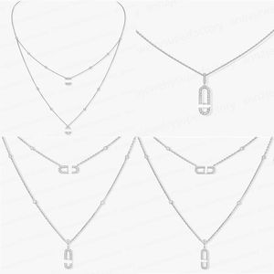 Collier asymétrique série M, Design classique, bijoux de luxe en argent 925, pendentif en or Rose, bouton coulissant à trois diamants, cadeau de mariage et d'amoureux pour femmes