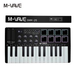 M-Vave Portable MIDI 25-Key USB MIDI Keyboard Controller met 8 achtergrondverlichting drumkussentjes 8 knoppen 8 RGB Music Keyboard Instruments 240527