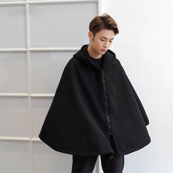 M manteau cape en laine hommes chauve-souris type automne et hiver manteau à capuche hommes manteau à capuche hommes cape en laine cape LJ201106