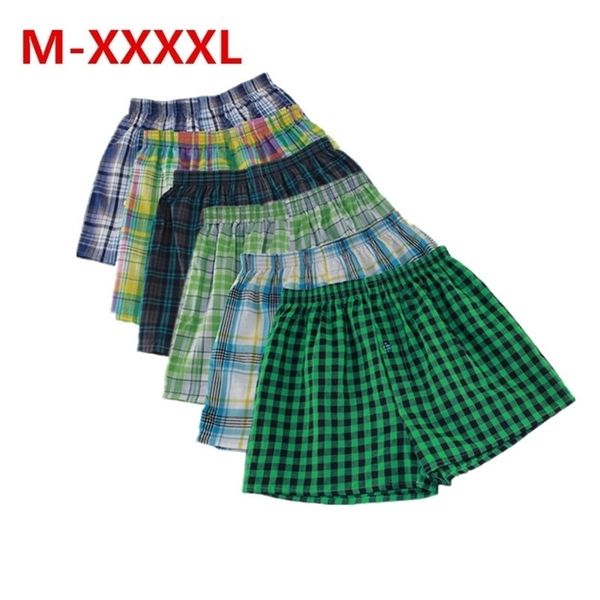 M XXXXL Sous-vêtements pour hommes Boxers Shorts lâches Classic Plaid Hommes Boxer Shorts Mix Couleurs Trunks Coton Cuecas Sous-vêtements LJ200922