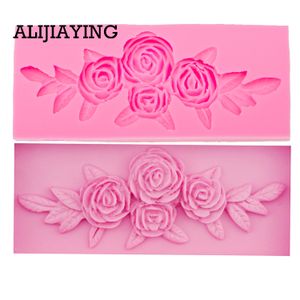 M0069 Boom Rose Bloemvorm Siliconen Mallen Cookie Cutter Cake Decorating Gereedschap Bruiloft Fondant Decoratie