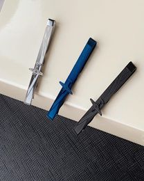 M03 Designer Tie Clip Titanium Steel Metal Fashion Steels Silver Ties Pins Bar boucle avec box6568704