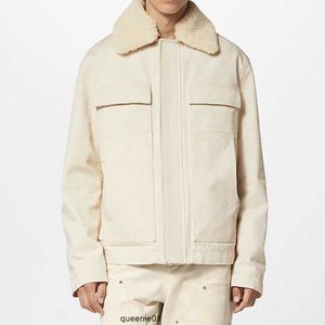 M0n0gram Denim Veste Homme Femmes Mode Beige Manteau Laine Col Coupe-Vent Vêtements D'extérieur Fzjk762